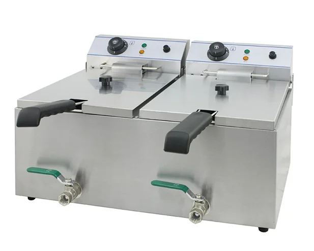 10L Commercial electric deep fryer with valve double tank kitchen & tabletop