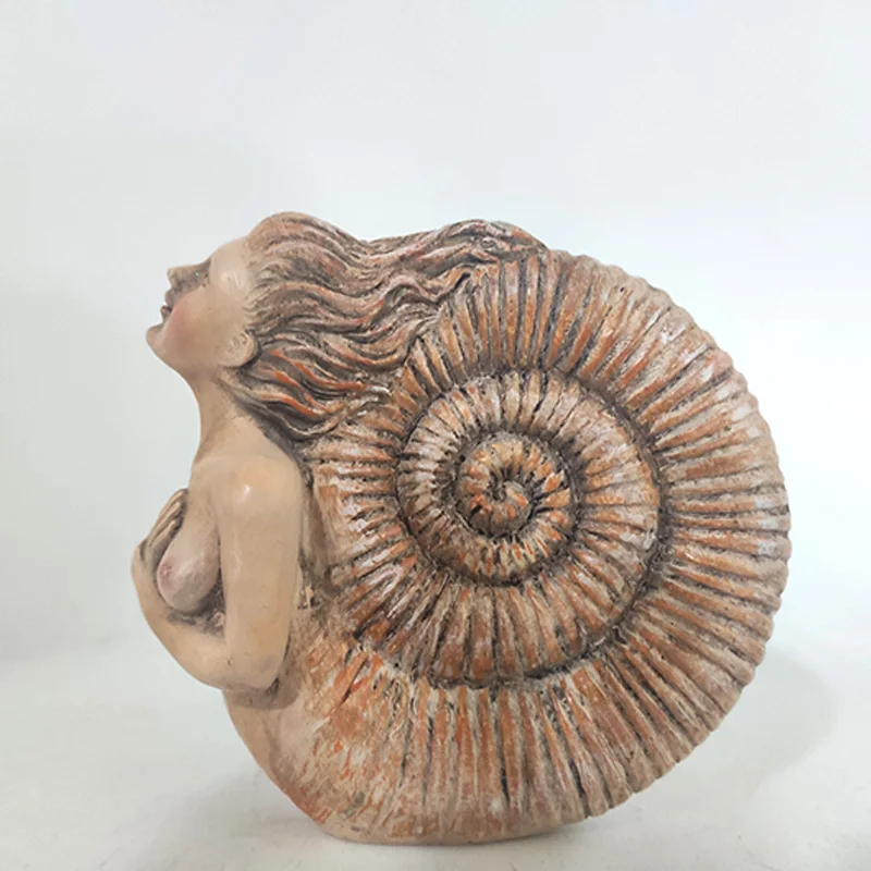 
Resin conch girl memorial statue Resin figurines hair conch girl indoor and outdoor decoration 