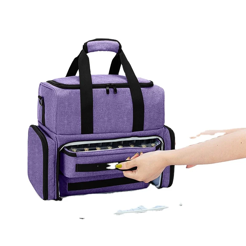 2024 NEW YCH Makeup Salon Nails Bag Large Capacity Carrying Cosmetic Bag 48 Bottles Organizer Essential Nail Polish Bags