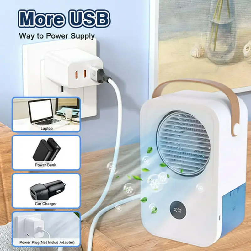 Новый 4 в 1 Мини-USB-перезаряжаемый электрический портативный вентилятор с цифровым дисплеем для дома и открытого рабочего стола