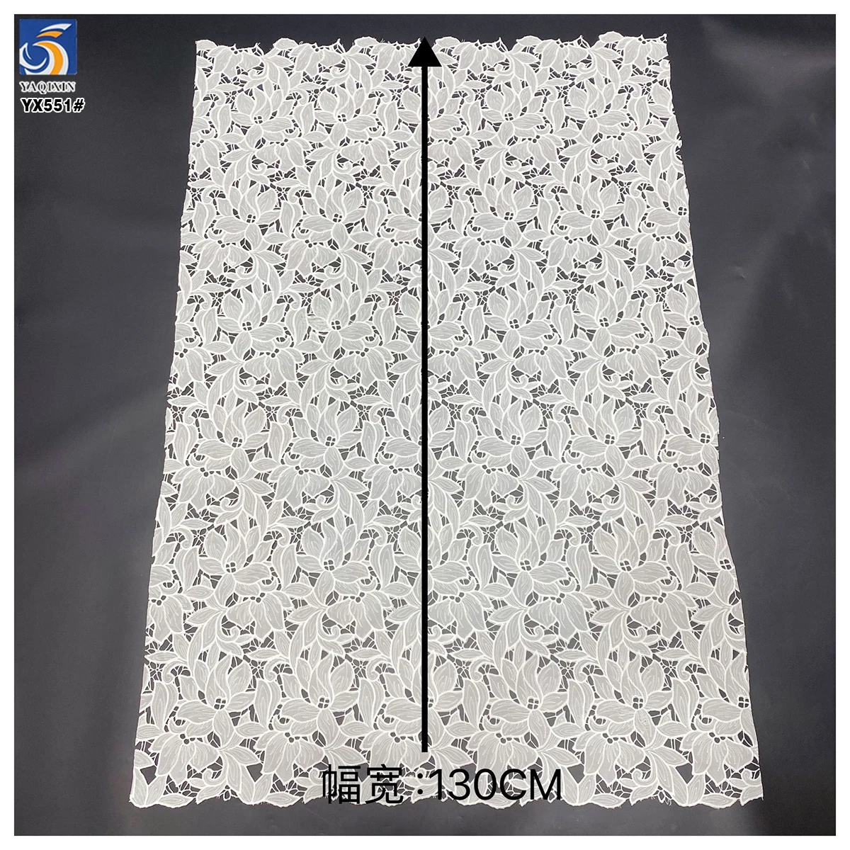 YX551 2025 Custom Dyed White Lotus Leaf Embroidered Fabric 100% Polyester Milk Silk Lace Embroidery Fabric