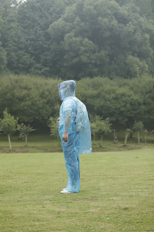 Wholesales Red Color waterproof disposable PE rainsuit/ raincoat and pants