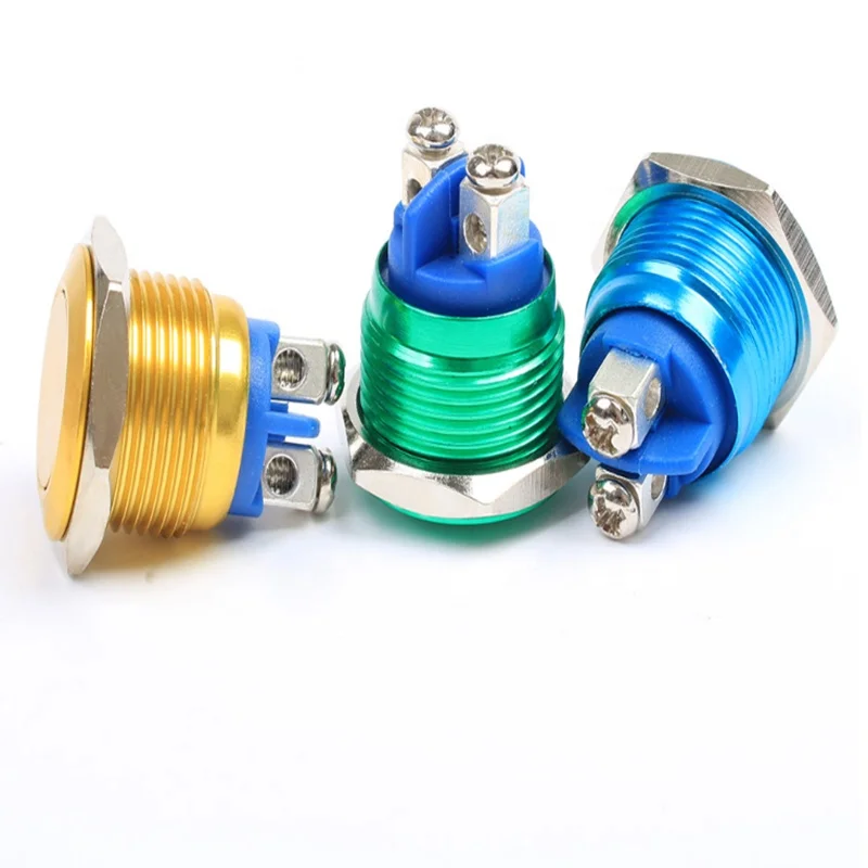 Metal brass Push Button Switch Momentary Button Switch domed/flat/high round Momentary button screw terminal waterproof