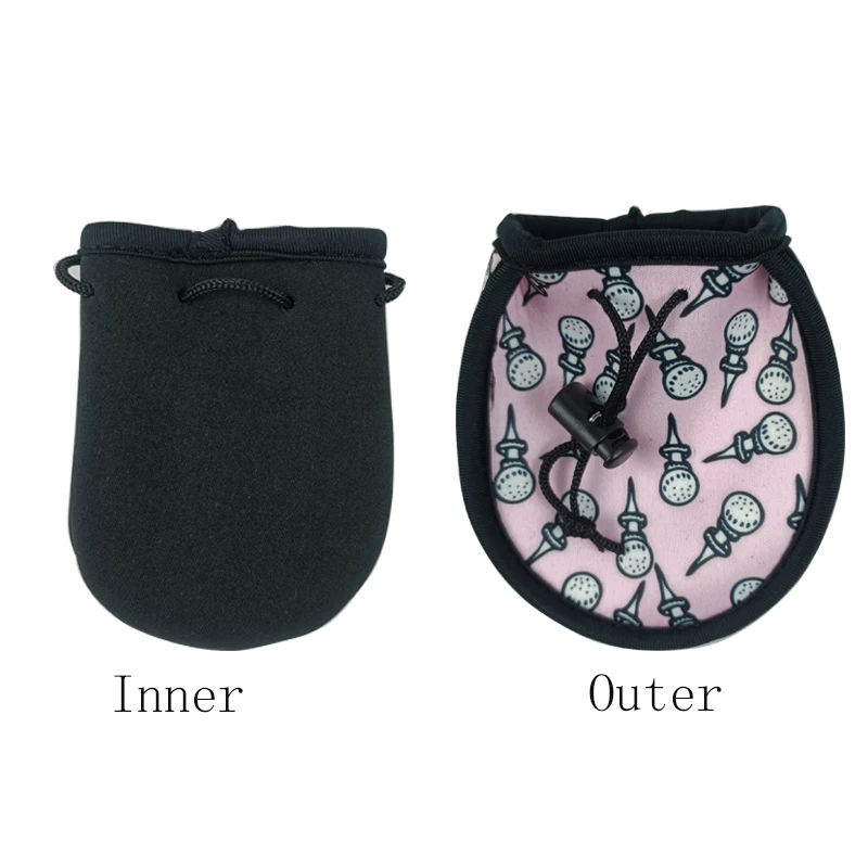Hot selling transfer golf Ball pouch with lanyard neoprene portable golf Ball Drawstring pouch 3 packs for Outdoor sports