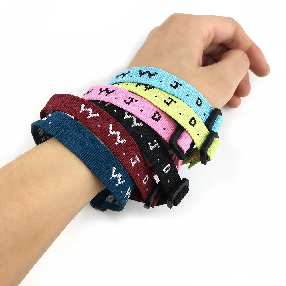 Custom Colorful color jacquard bracelet WWJD What Would Jesus WWJD Adjustable wristbands with logo custom