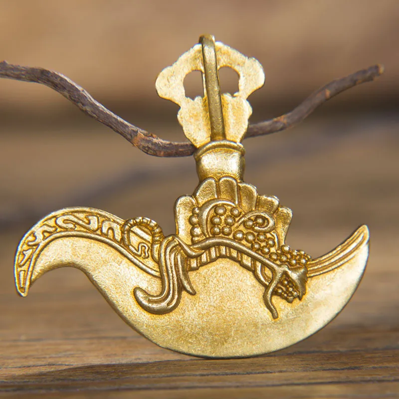 Плетеные Тибетские буддийские браслеты из чистой меди изделия из металла с позолотой Волшебная оружие буддизма кулон