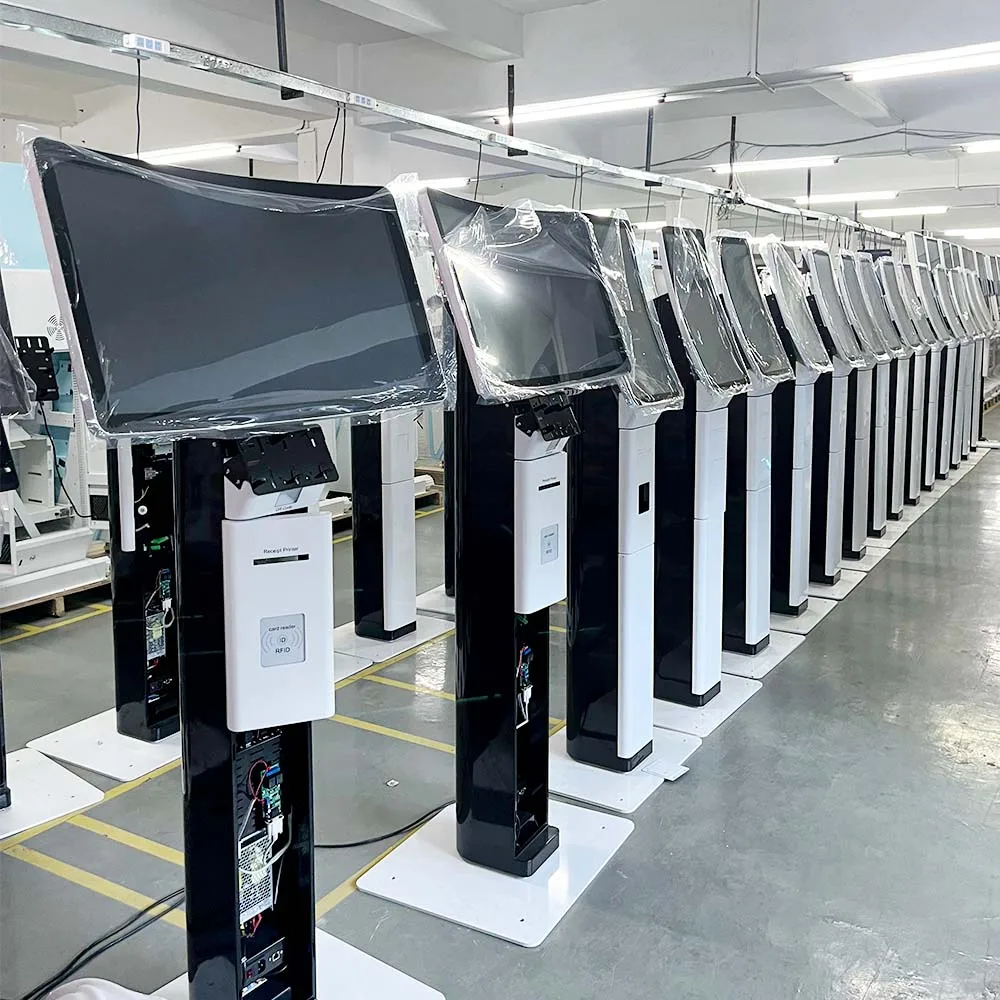 Custom led light stripe colomn-bottom/screen 23.6/32 inch curved screen digital menu boards mobile ordering kiosk