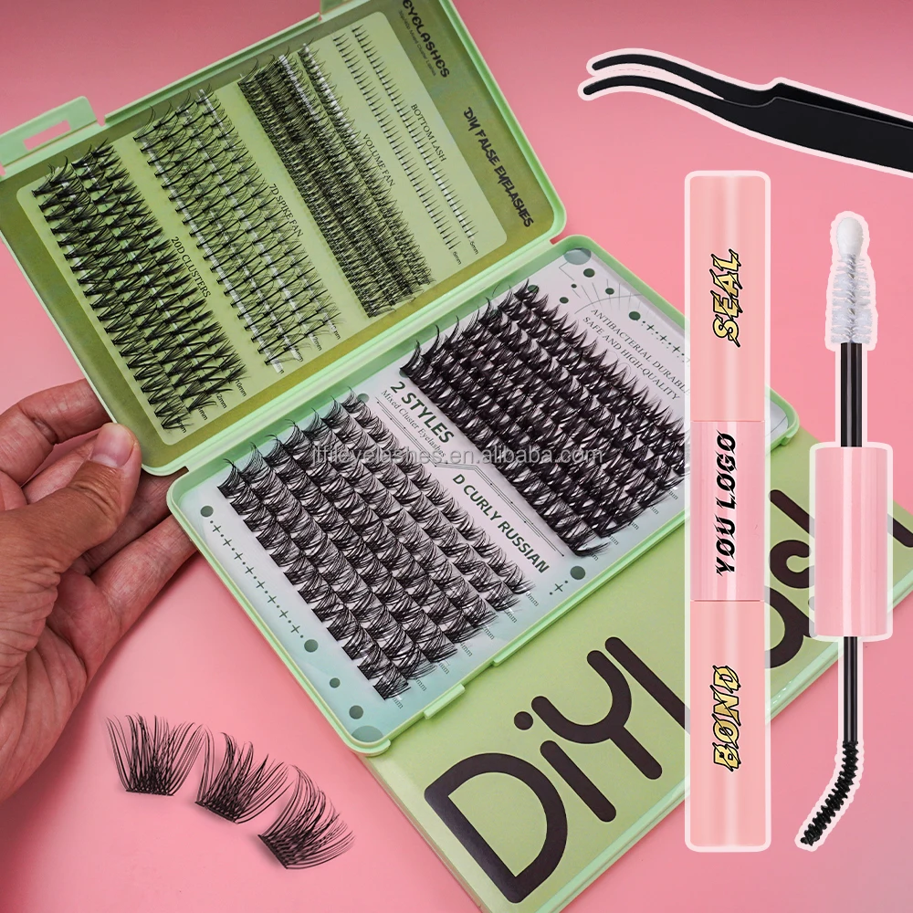 individual cluster lashes books  segment lash kit diy eyelash extensions private label lash clusters trays wholesale