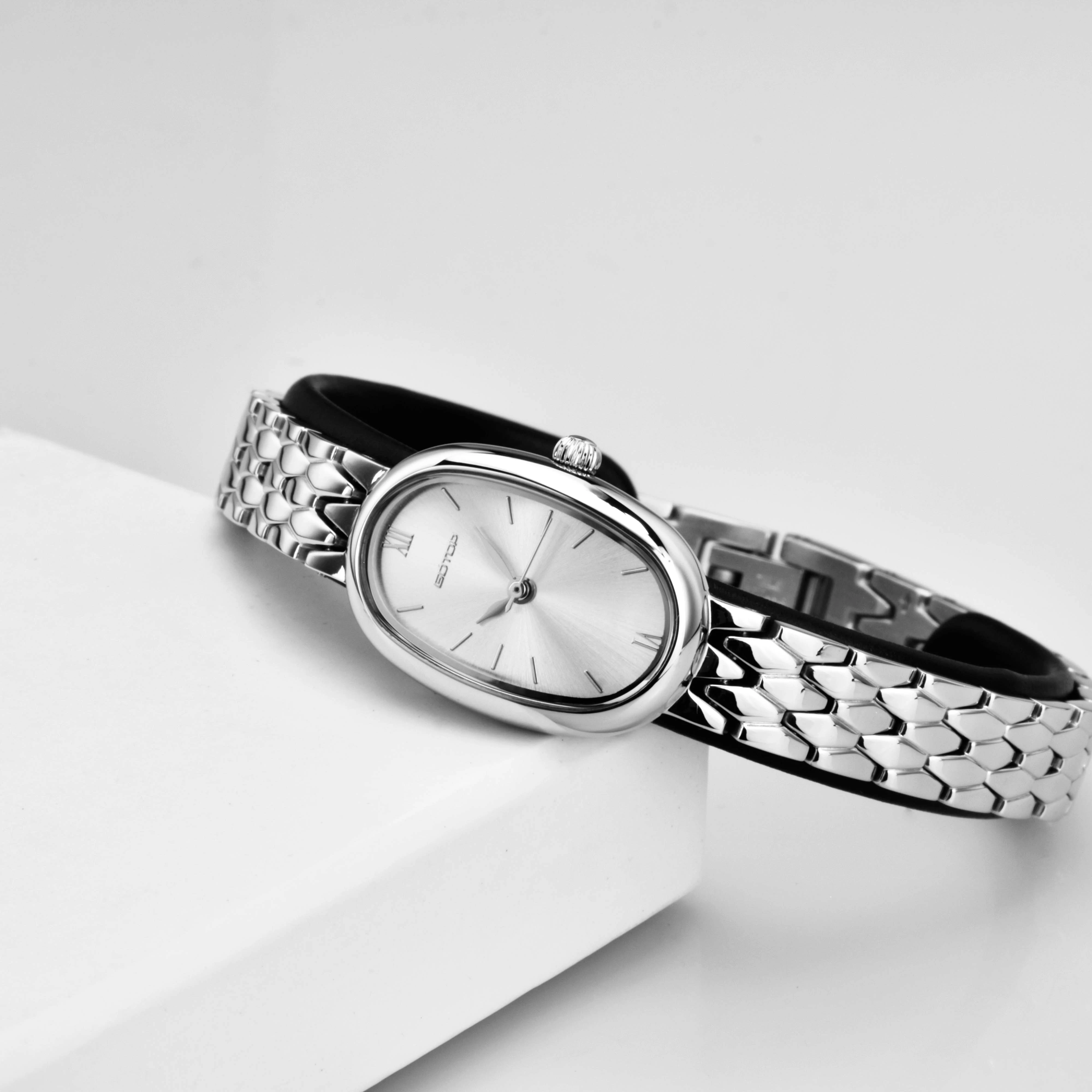High End Personalized Quartz Stainless Steel Oval Watch for Ladies