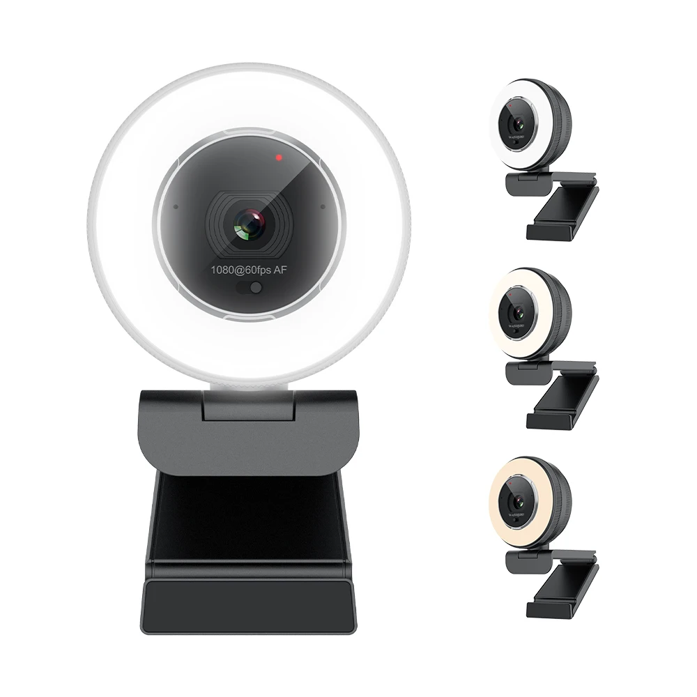 Multi-Color Lighting Live Streaming Beauty Webcam Rotatable 60FPS Full HD 1080P 720P Zoom Adjustment By Remote Control