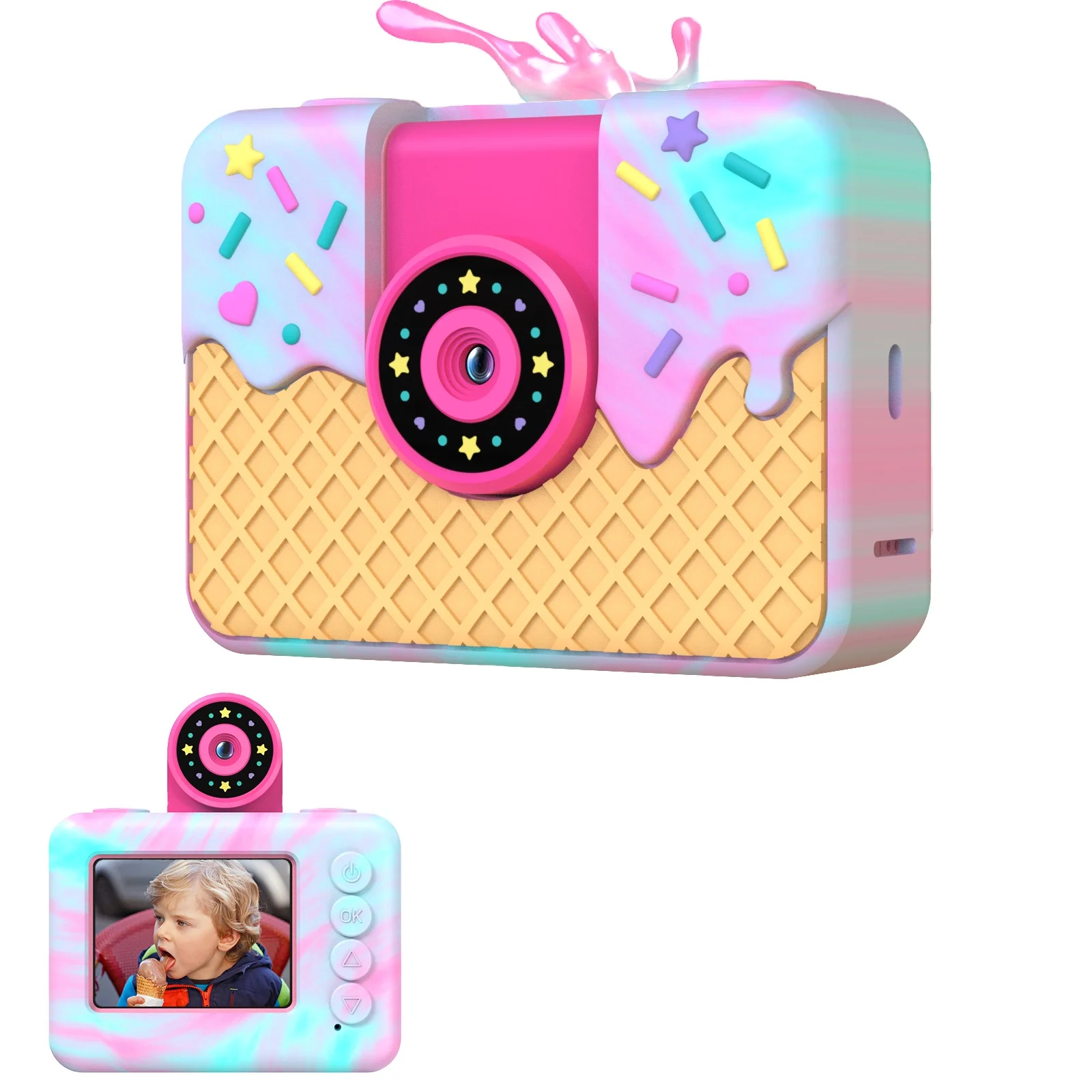 2023 Best Selling  Mini  Digital Camera for Kids with Rotating Camera Selfie  Education Toys For Toddler Girl