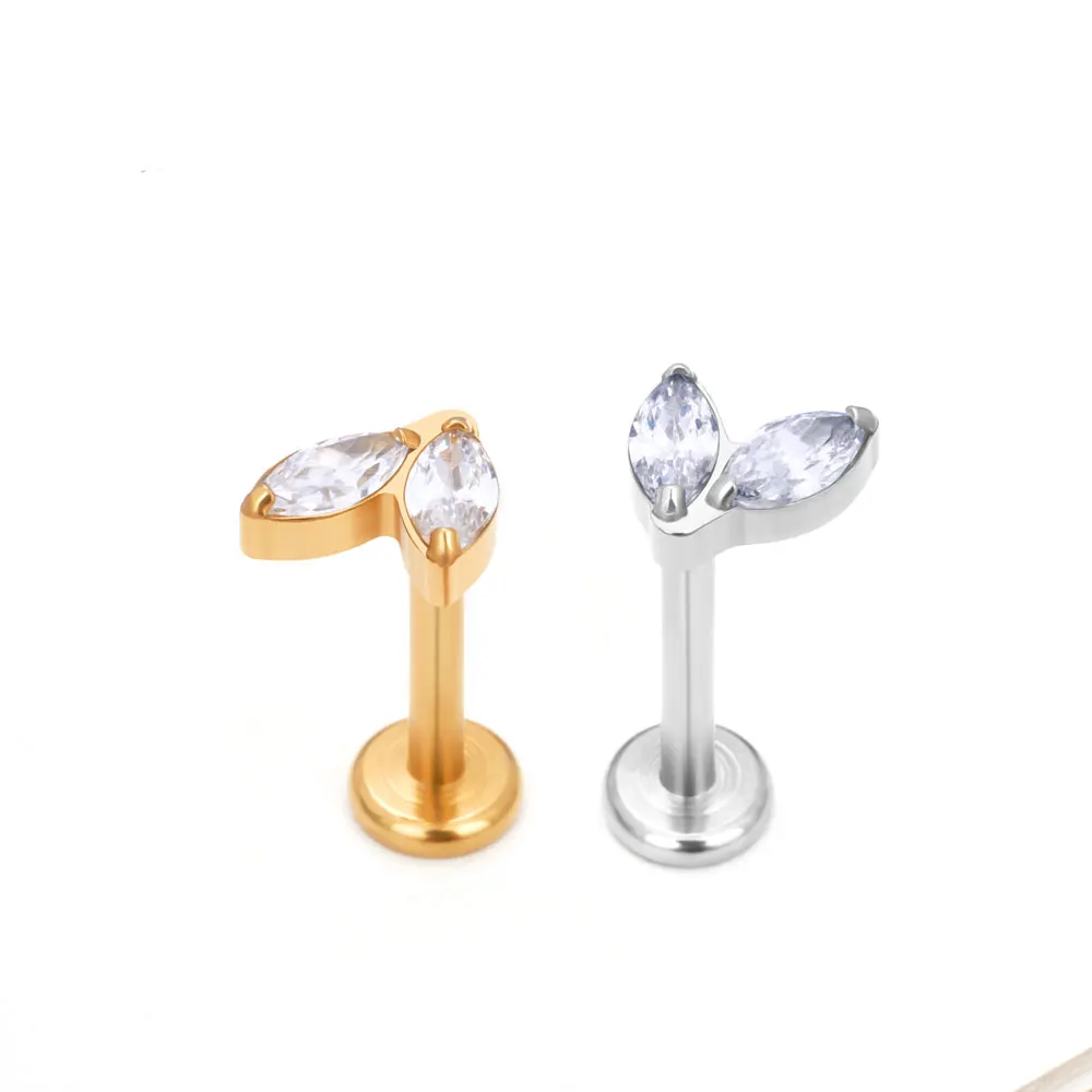 Newest G23 ASTM F136 Titanium CZ Internal Threaded Helix Ear Studs Piercing Labrets Accessories