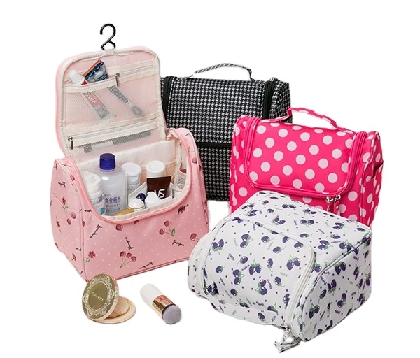 Luxury travel portable waterproof polyester toiletry hanging wash bag for women