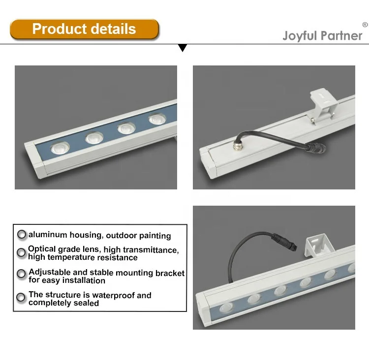 Лидер продаж DMX512 управление RGB3in1 Светодиодный линейный фасадный настенный светильник для коммерческого строительства и ландшафта