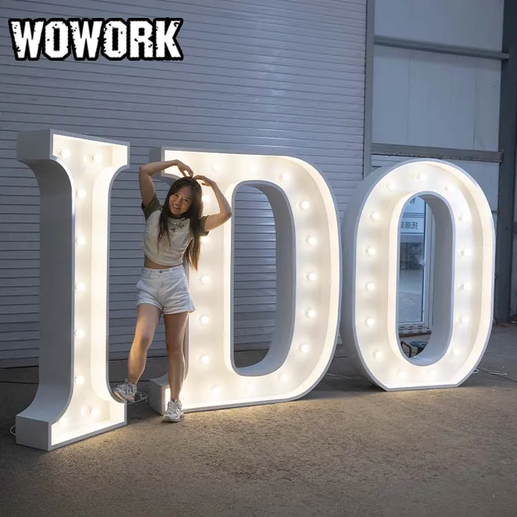 WOWORK wholesale outdoor led 3D giant RGB bulb marquee letters number lights for Christmas XMAS birthday event decoration