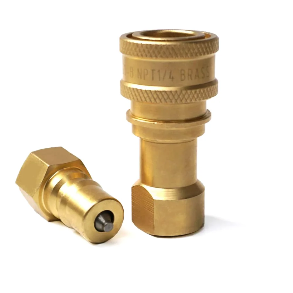 
1/4 inch Brass double shut-off quick disconnect couplings for carpet cleaning steam hose line and wands 