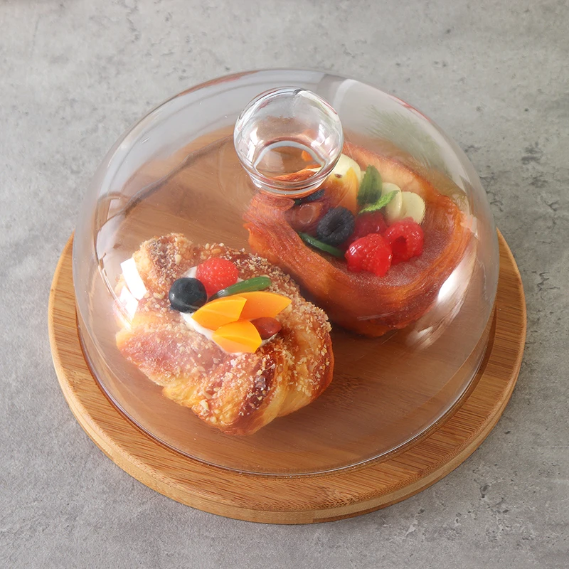 High quality Wholesale Flower Preserved Rose Appetizer Bamboo Tray Cake Stand