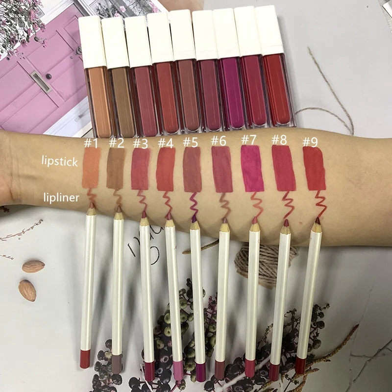 Low MOQ liquid matte lip kit lipstick set lipgloss with lip liner set