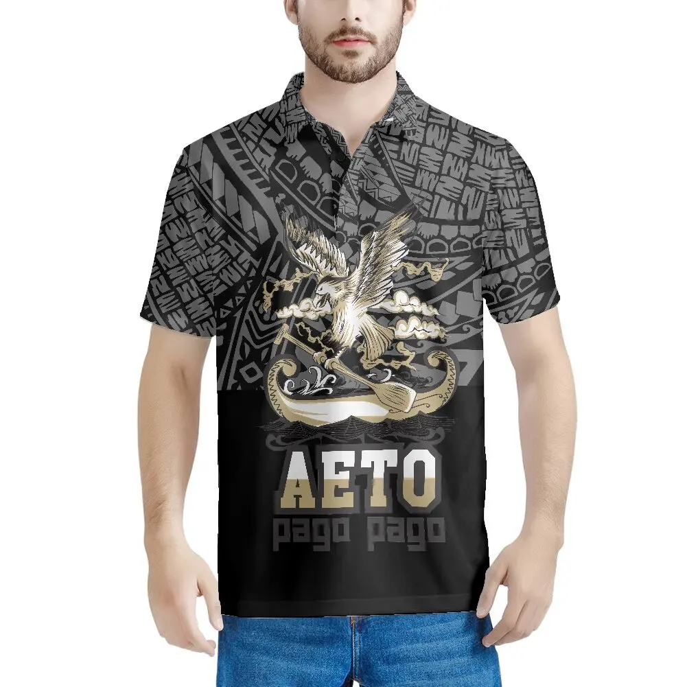 Custom Samoa tattoo and Eagle design cool summer men classic high quality fashion comfort plus-size custom POLO short sleeves