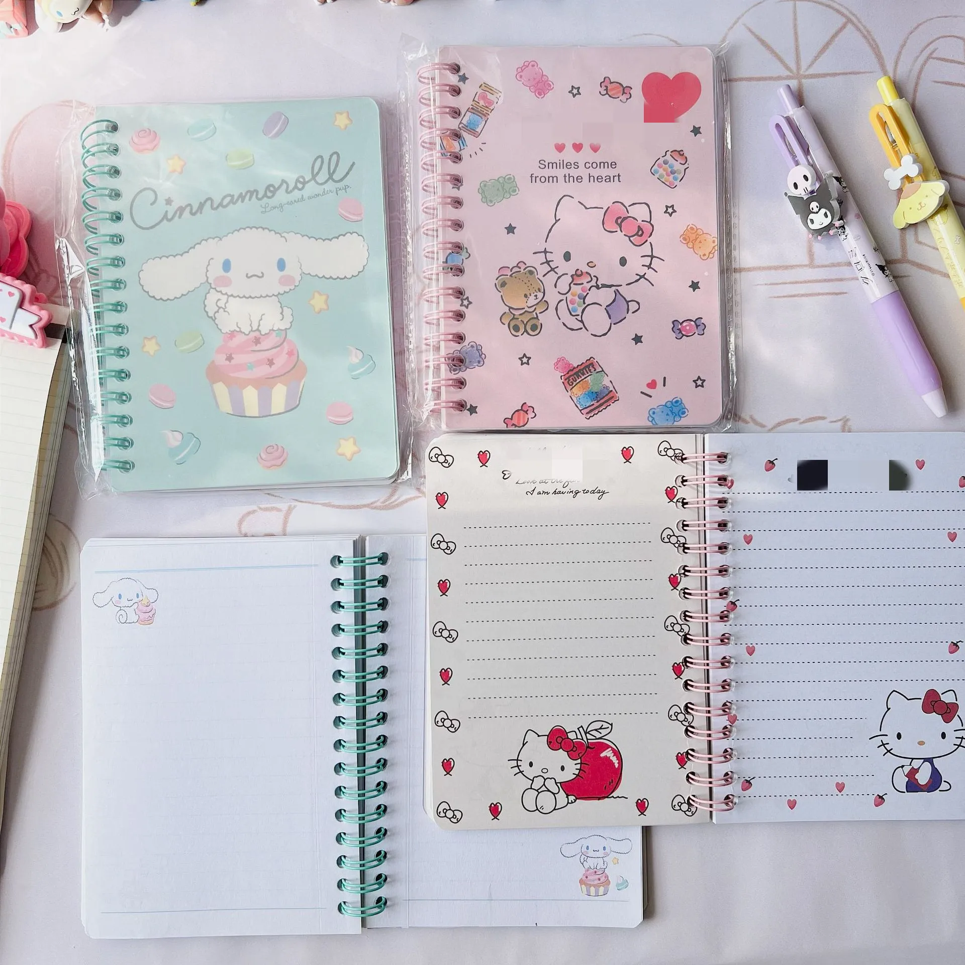 Botu new kawaii anime A6 Coil notebook melody cinnamororll kulomi carton notepad fot student gifts Writing Paper dairy Notepads