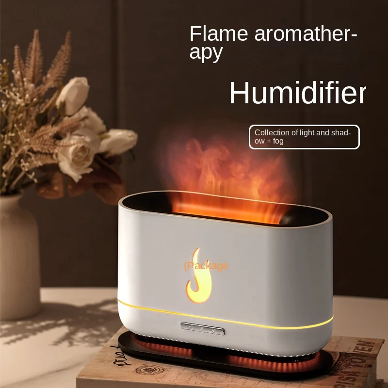 New Air Humidifier Flame Air Humidifier Warm Cooling Water Atomizer Custom Logo Home Decoration Essential Oil Diffuser