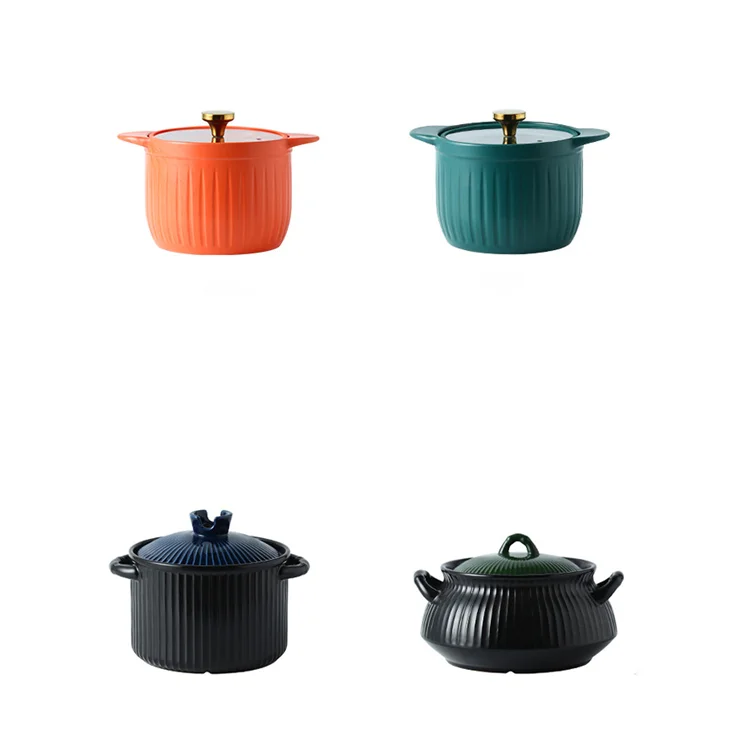 
Nordic Simple Ceramic Casserole Creative Household Casserole Ceramic Stockpot Soup Porridge Pot High Temperature Resistant 