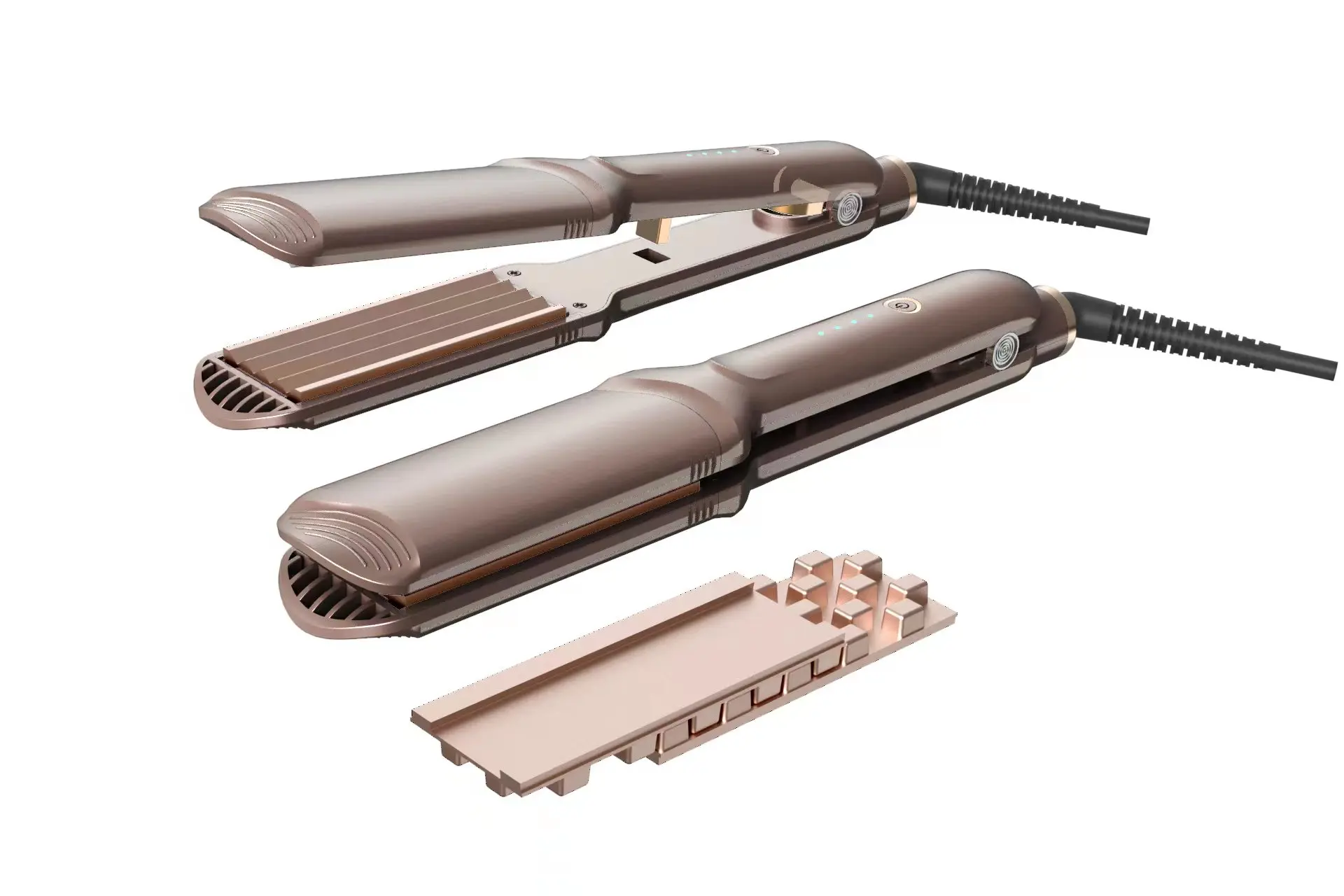 3D grid hair straightener 3 kinds plates interchangeable wide plate flat iron
