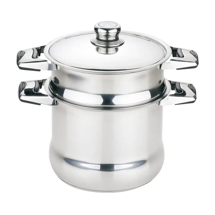 Large Capacity Stainless Steel Cookware Set Bakelite Handle Modern Induction Compatible Food Warmer Steamer Couscous Pot New