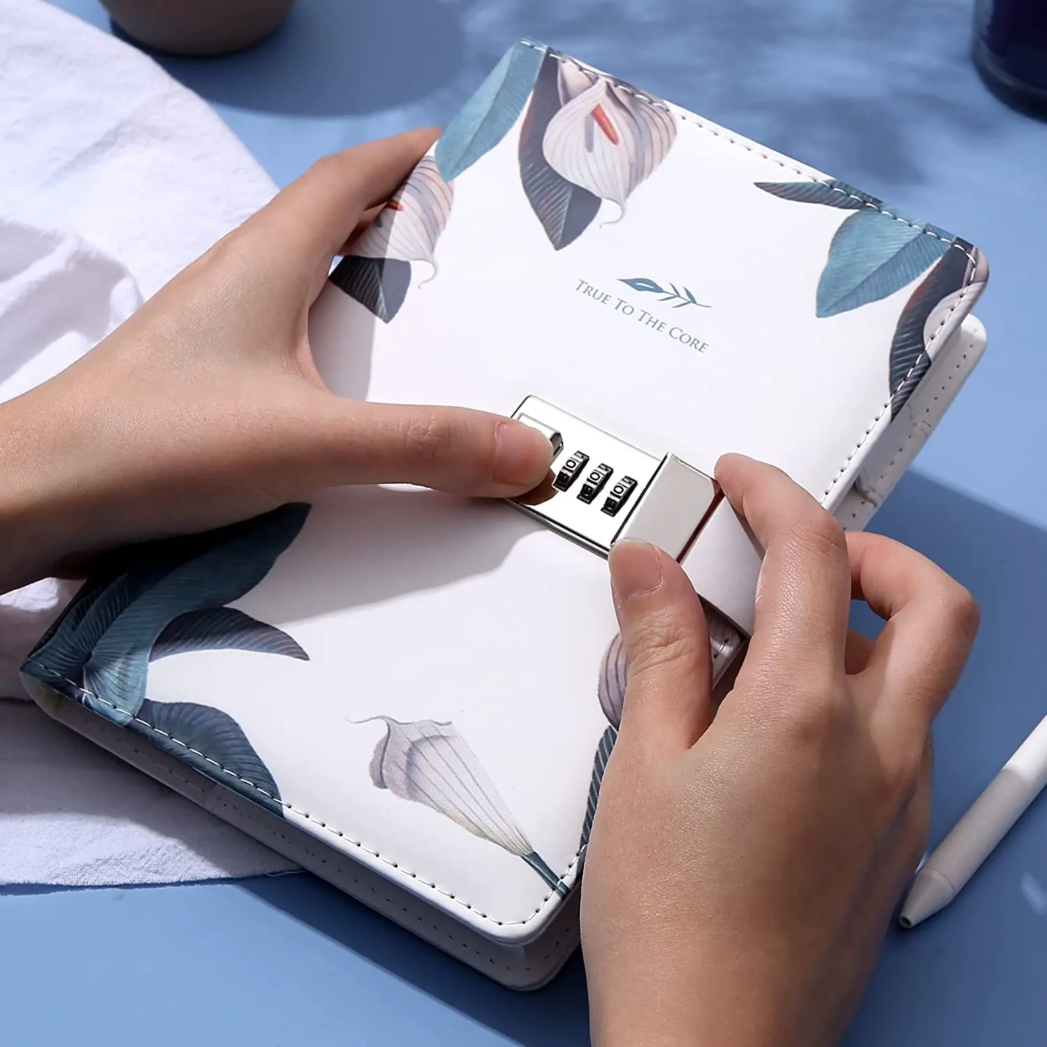 Uptodate Leather Cover A6 Refillable Notebook Journals Budget Planner Daily Diary with Combination Lock