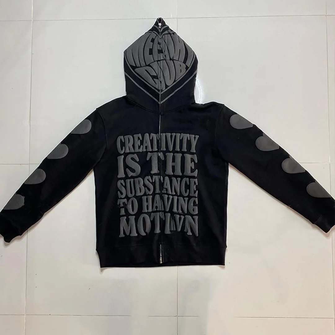 Custom Logo Puff Printing Men Hoodie Oversized Streetwear 100% Cotton French Terry Casual Zip Hoodie With Custom Design Clothing