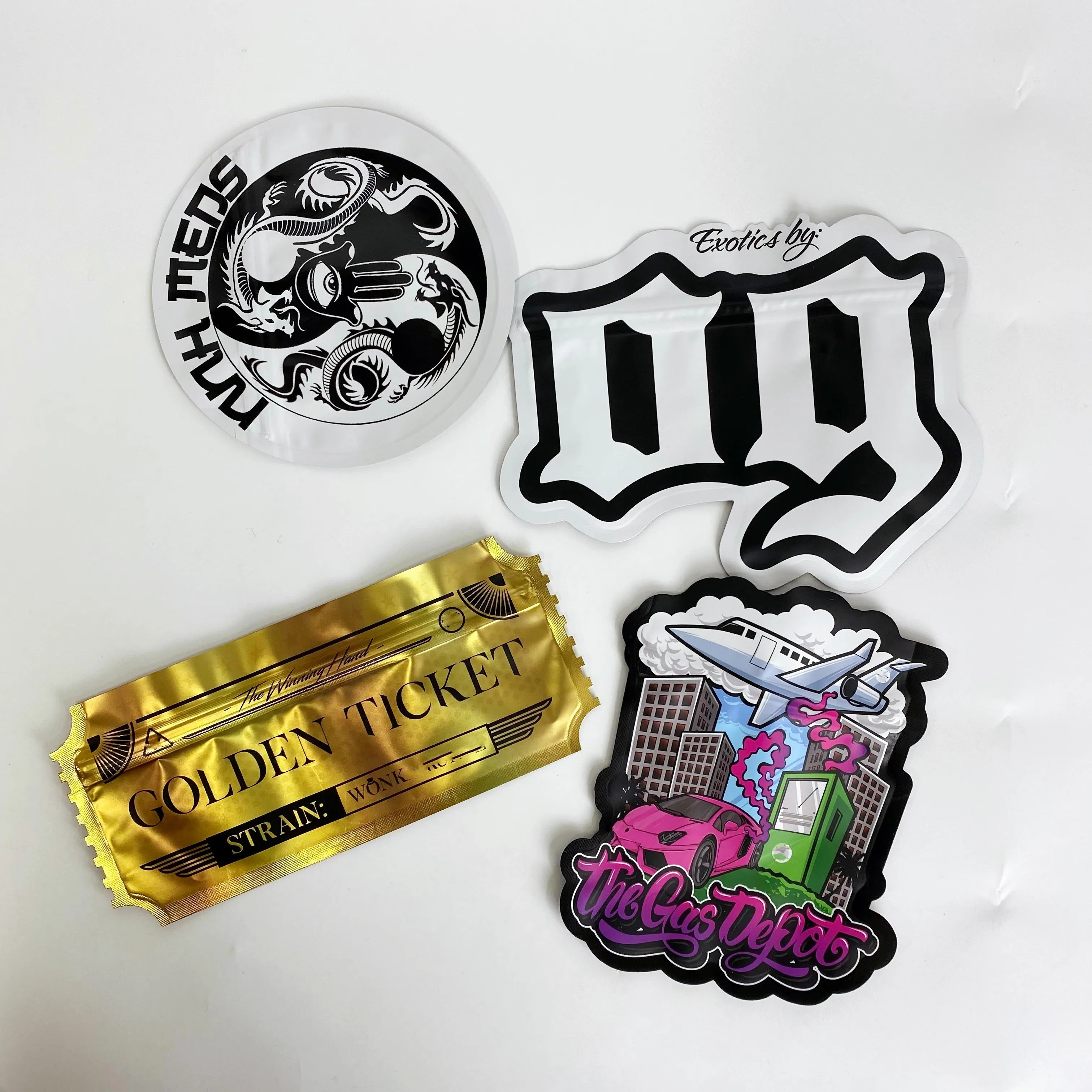 Wholesale bottle Die Cut Shaped jolly mancher Plastic Smell Proof Custom Printed 3.5 Mylar Bag with Zipper