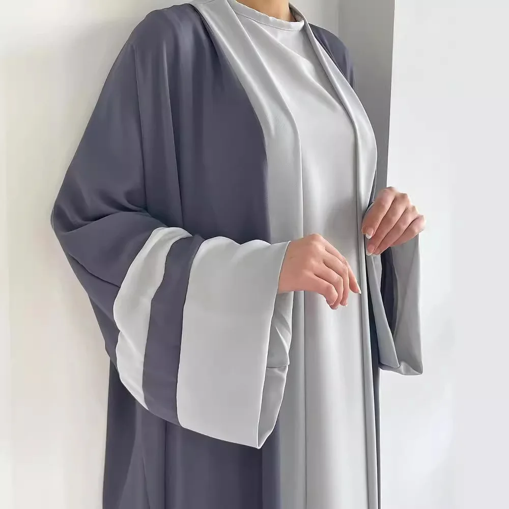 Оптовая продажа модель eid Абайи для открытой черной льняной одежды роскошный новый женский халат 2024 женское мусульманское платье комплект из