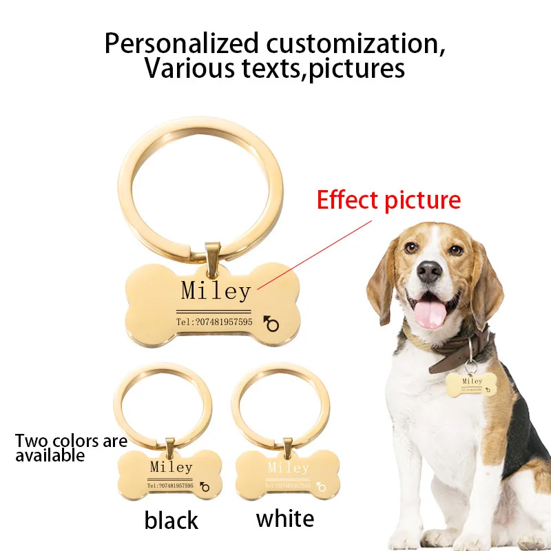 Bone Shaped Blank Metal Tag Keychain Silver Rose Gold Stainless Steel Tag Keychain With Custom Logo Wholesale Bone Dog Keychains