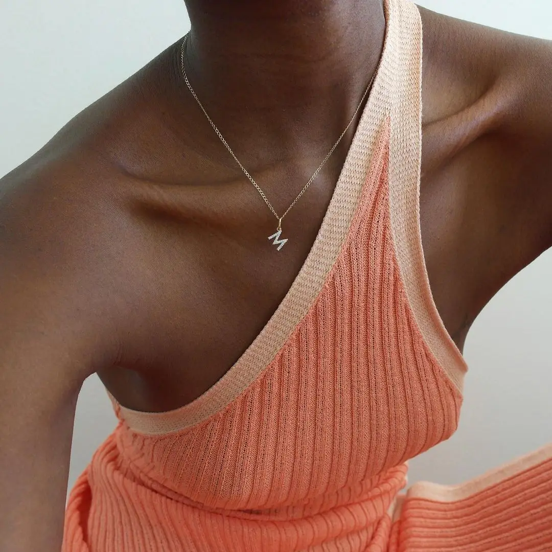 14k gold jewelry wholesale diamond initial letter necklace silver name necklace personalised