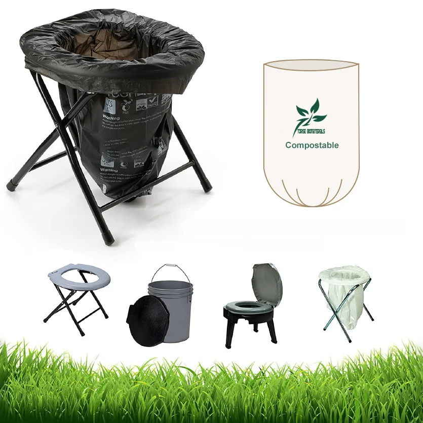 cornstarch based certified biodegradable compostable non plastic camping toilet trash garbage bag on roll
