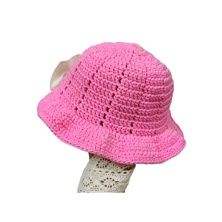 Cotton Bucket Hat Crochet Hat For Baby Girls Fast Delivery Top Favorite Product Soft Yarn Pretty Pattern Packing In Polybag