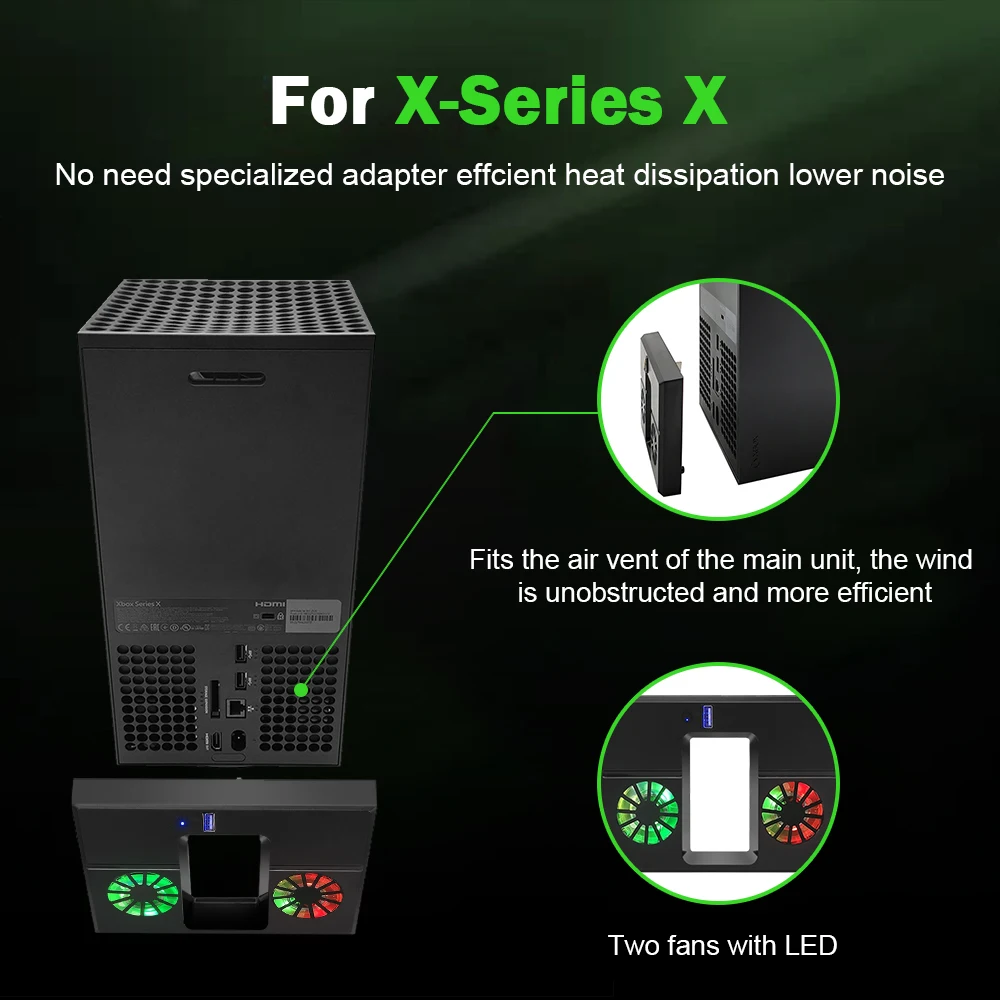 Светодиодный охлаждающий вентилятор для XSX с USB-портом сенсорной игровой консоли XBox серии X
