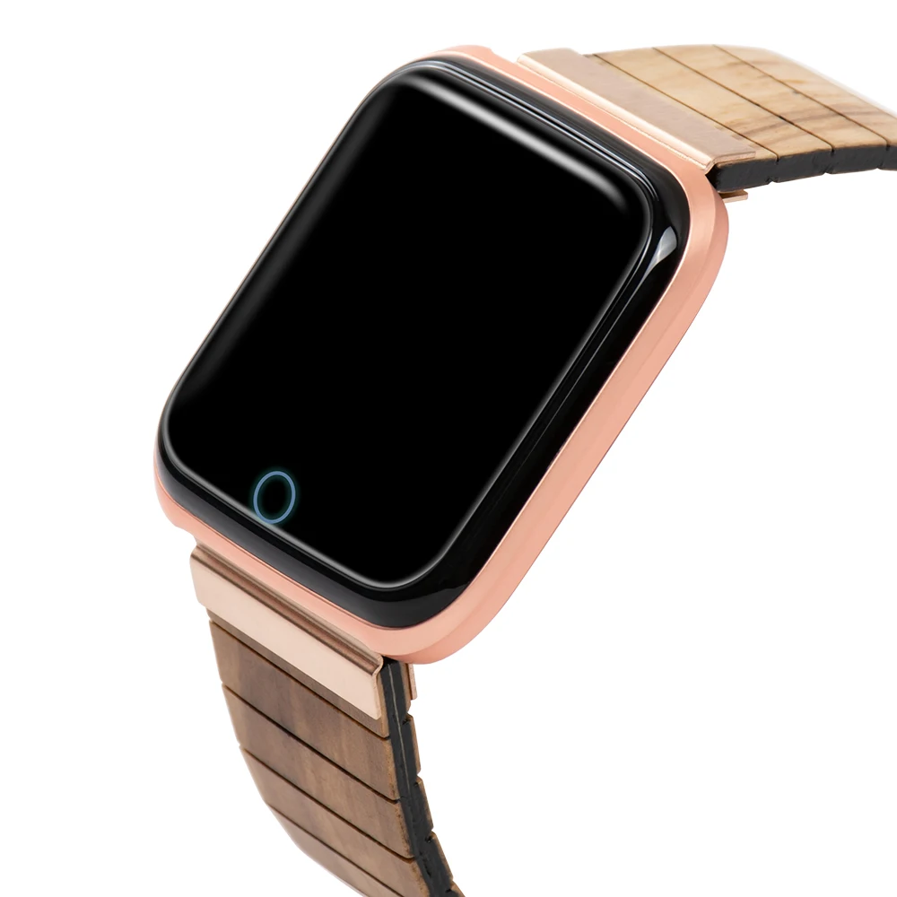 New smart watch wood and leather watch smart band multifunction application system smart watch ios