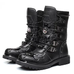 PDEP motorcycle boots for men 2021 new style of rock boots men thick sole leather punk boots men casual