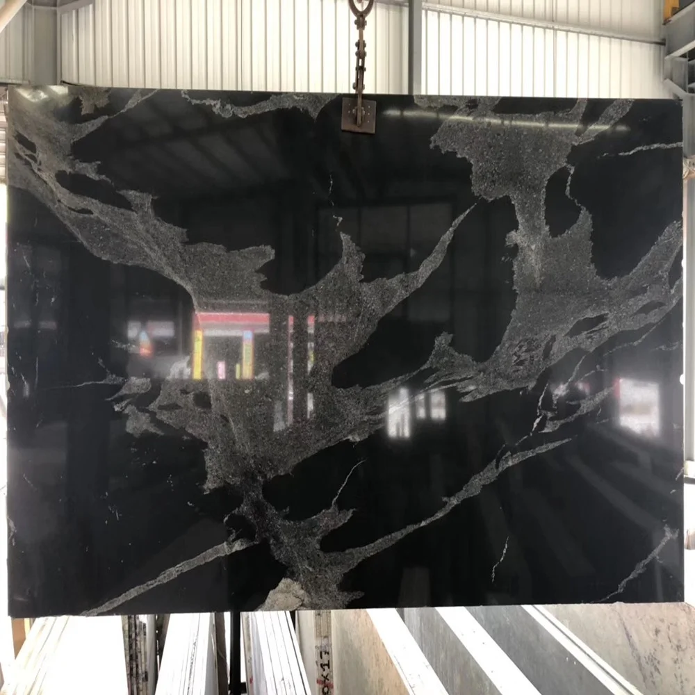 Imperial China black landscape granite with white veins for sale