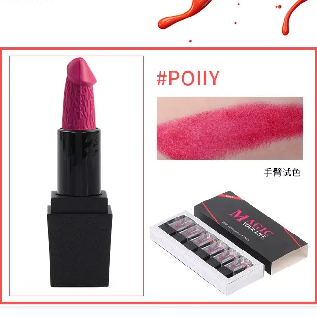 Ready To Ship 5 colors sexy Organic penis nightclub Lipstick set moisturizing Mushroom matte Lipstick set