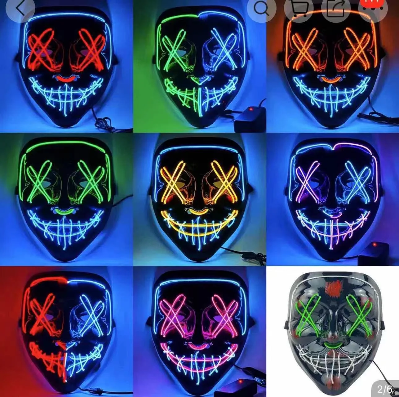 Custom Design Halloween LED Mask V for Vendetta Mask Anonymous Guy 10 Colors Light Up Hacker Masks