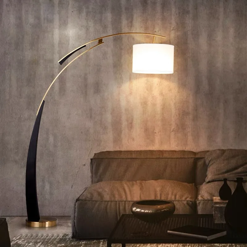 Nordic Arc Floor Lamp Black Led Modern Standing Floor Lamp for Living Room Bedroom Study Decor Lighting 80 Switch Control 30000