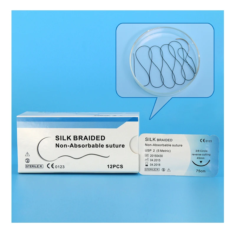 
CE ISO Disposable Non-Absorbable Surgical Silk Suture 