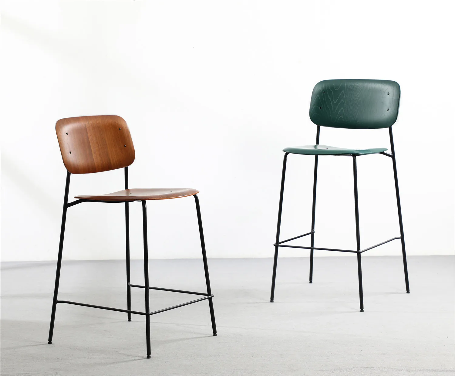 Nordic Home Furniture Coffee Shop Modern Industrial Italy Metal Frame Wood High Bar Chair for bar table