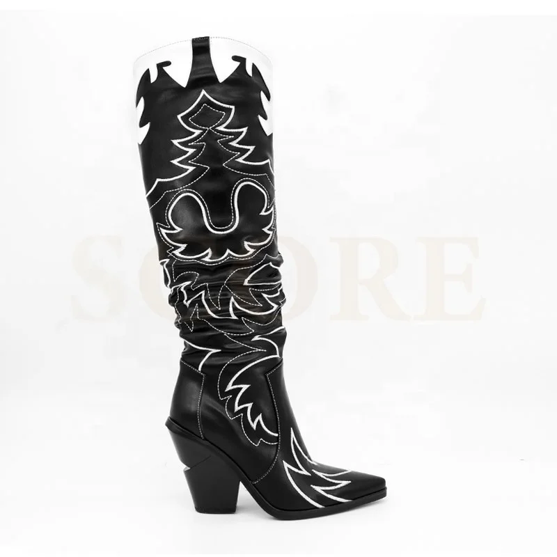 
2021 hot selling block heel caeboys boots for women western cowboy boots embroidered boots 