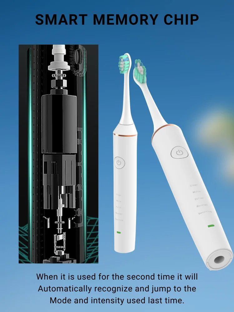 Sonic Electric Toothbrush With Travel Case Wireless Fast Charge Long Lasting Smart Timer 5 Modes Whitening by Mh White