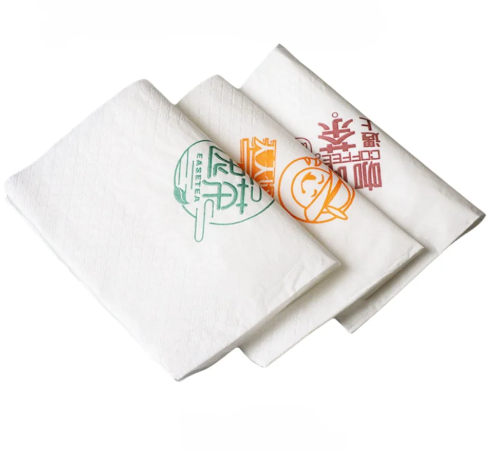 High Quality Wholesale customize Napkins with logo  Restaurant Fold Kitchen coffee Western food Tissue Paper Custom Color White