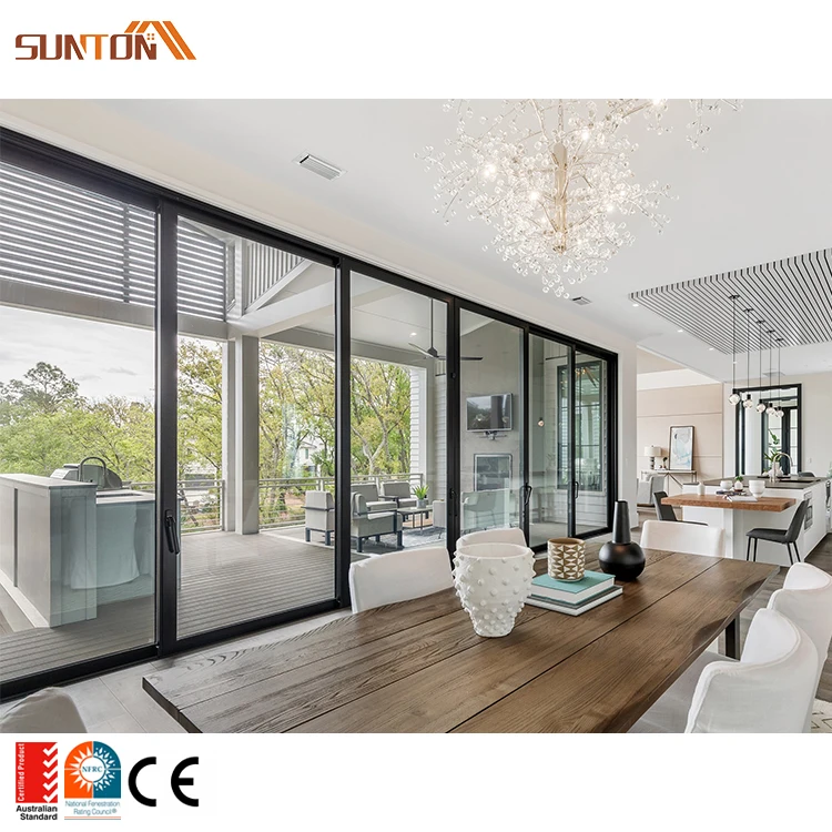 Luxury modern house apartment villa project european style interior white aluminium glass living room sliding door design