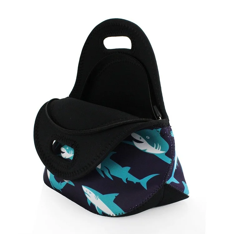 Custom Animal Printed Lunch Box Carry Case Handbags Neoprene Kids Lunch Bag Tote with Zipper